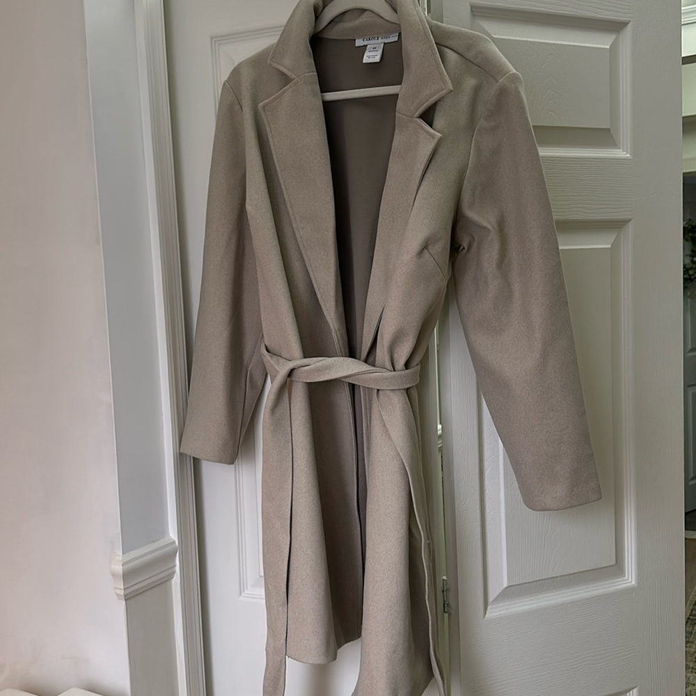 Cream suede trench style jacket, size 1X